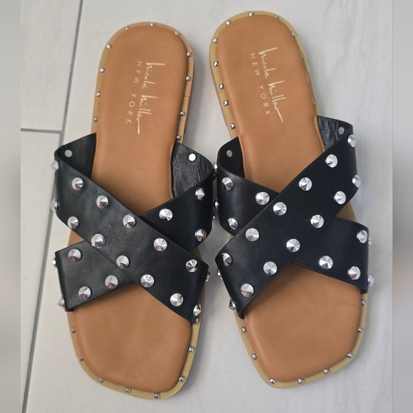 Nicole by Nicole Miller Shoes - Nicole Miller Women shoes sandals Black Studded Slide Size 6
